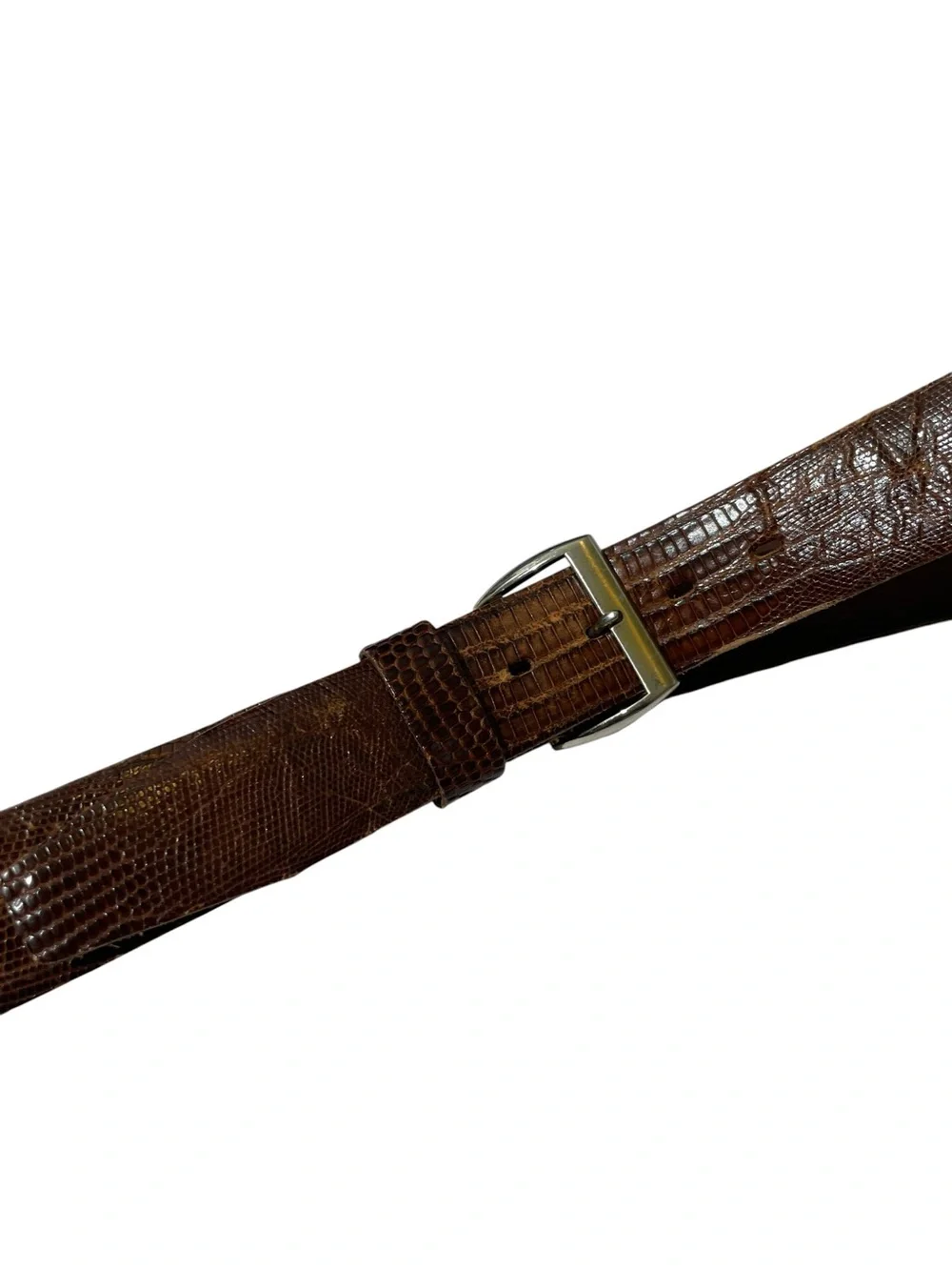 VINTAGE GENUINE LIZARD Brown Men's Sz 34 Western Belt Leather Southwestern